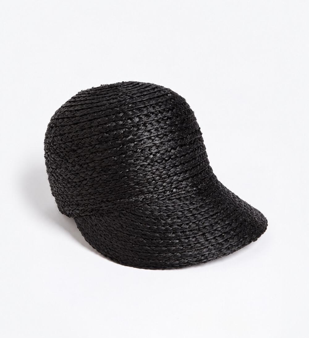 Rachel Zoe Black Raffia Newsboy Hat